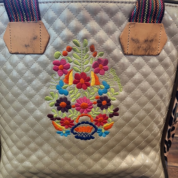 Consuela Bags Consuela Cream Floral Quilted Patent Leather Bag